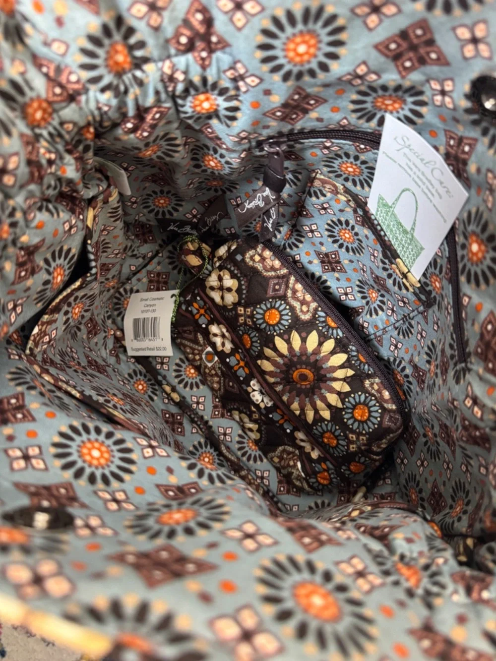 NWT Vera Bradley tote WITH matching cosmetic bag, Canyon print.